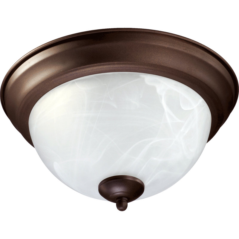 Voelker Glass Flush Mount, 6.75" H x 15.5" W x 15.5" D, Oiled Bronze