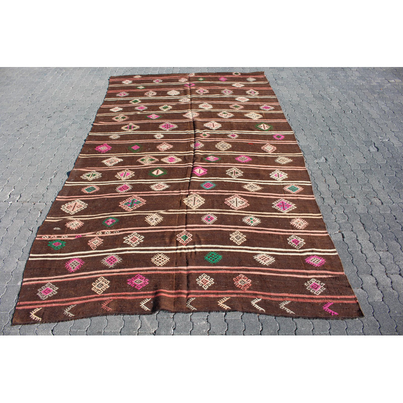 Tapis turc rétro vintage à motifs complexes, parfait pour la maison ou le bureau