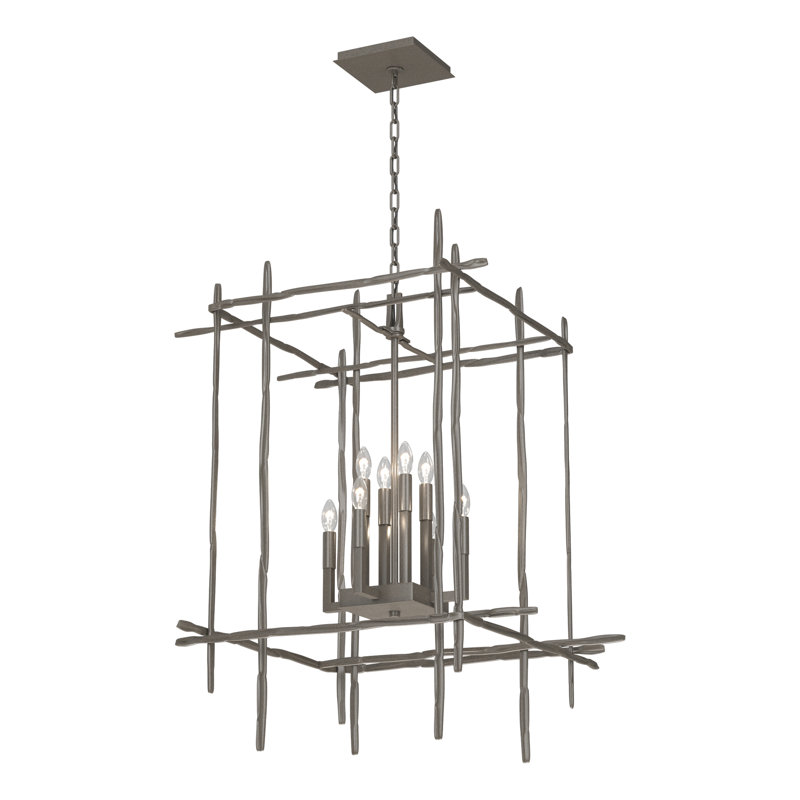 Lustre rectangulaire à 4 lumières Tura, Fumée foncée, Grand