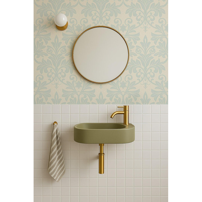 Rococo Relief - Wallpaper, Pale Blue Gray, Faux Grasscloth