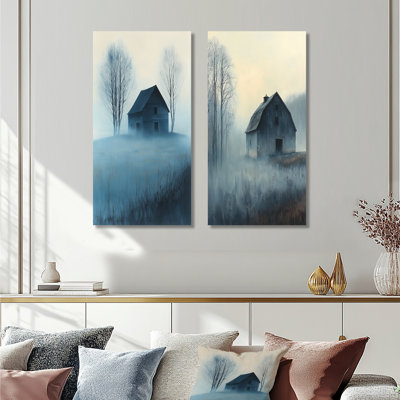 Blue Misty Dawn Farmhouse I - Farmhouse Wall Art 2 Pieces Set