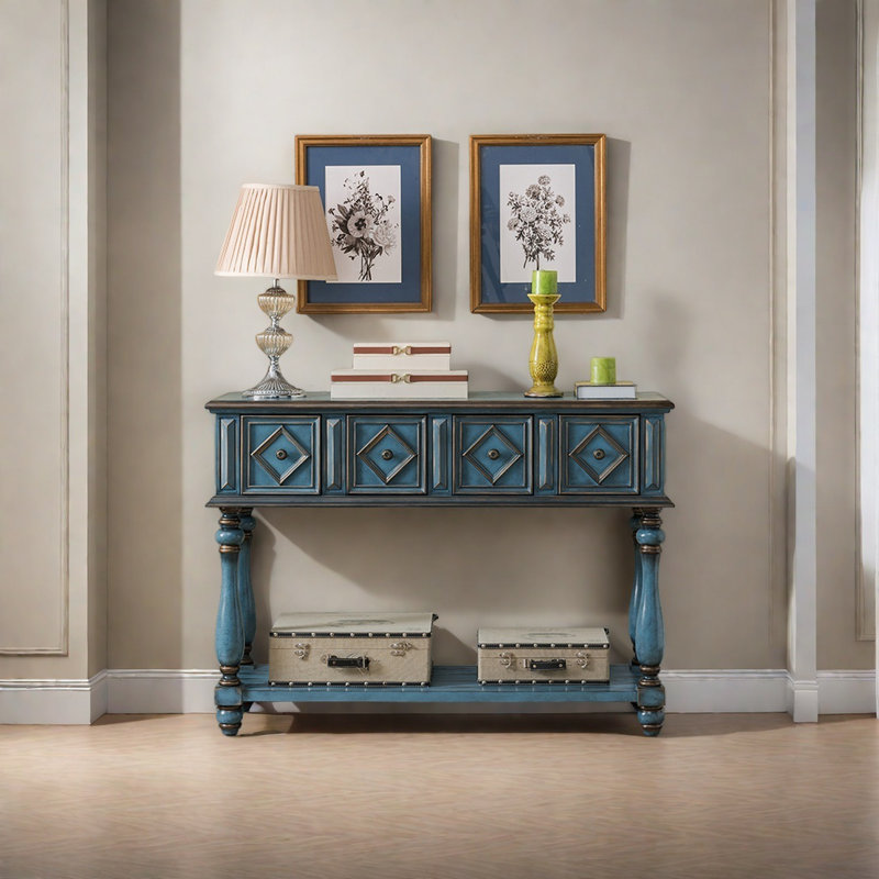 Console American Retro, Bleu, H 35,04 po x l 48,43 po x P 15,75 po