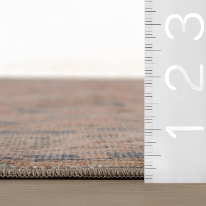  Elendra Traditional Bordered Washable Rug, Rectangle 9'6" x 13'6"