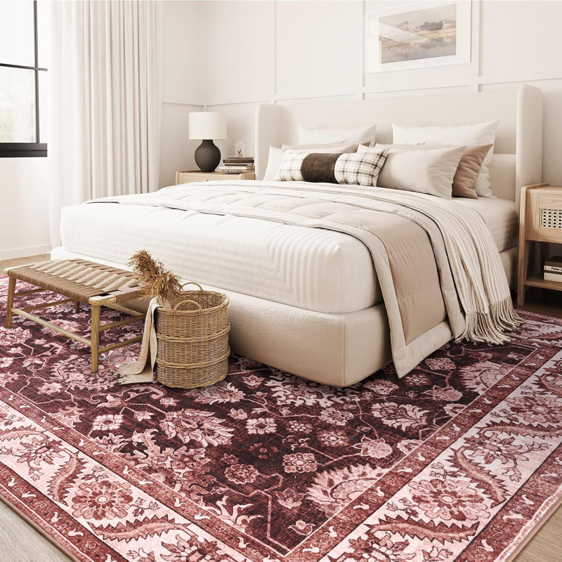 Fillender Washable Soft Vintage Rug Fashion Floral Rug For Living Room Dorm Decor, Rectangle 5' x 7'1"