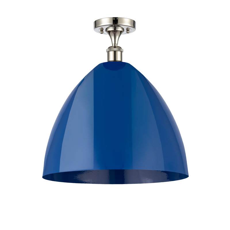 Plafonnier semi-encastré Crooksville, Bleu, Nickel poli