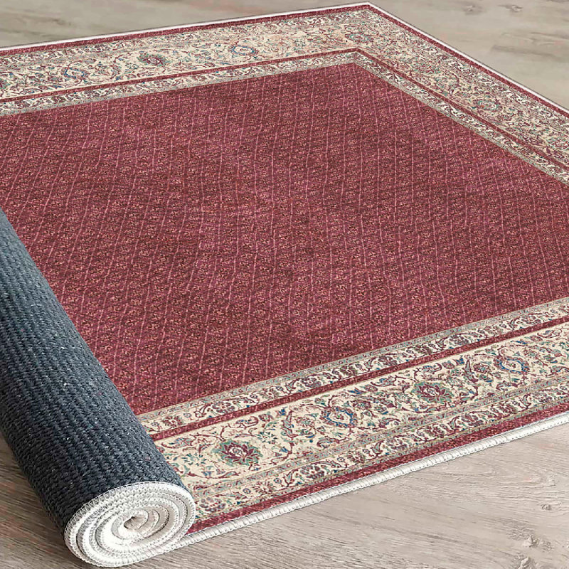 Premium Cotton Area Rug, Tile Red & Cream, 31.5 x 59.1 inches | 100% Cotton, 1.5 lbs/sq ft | 0.4 in Pile Height, Antibacterial, Non-Slip PVC Underside | Machine Washable, Perfect for Living Room & Bedroom Décor
