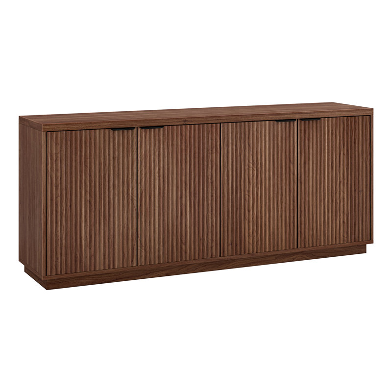 Alasha 68" Wide Rectangular Fluted Buffet Table, Satin Walnut