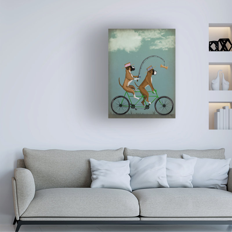 Art mural sur toile tendue - art mural Fab Funky «Boxer Tandem» pour le salon, la chambre à coucher ou le bureau - 35 x 47