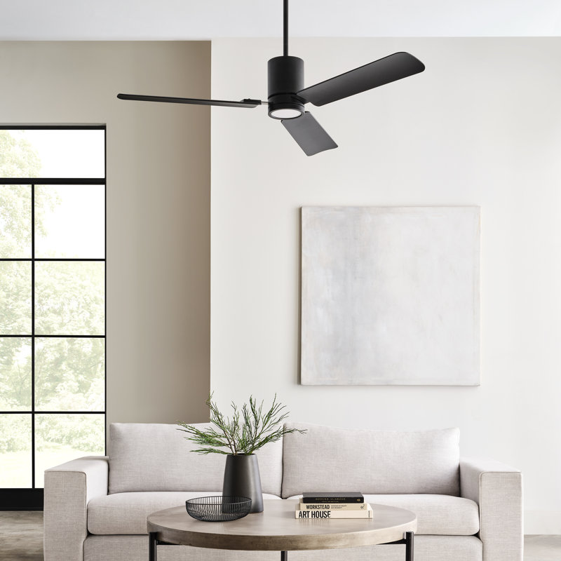 Visual Comfort Fan Cleancut Smart 54 LED Indoor Ceiling Fan with Threaded Downrod, Matte White ABS blades and Handheld Remote