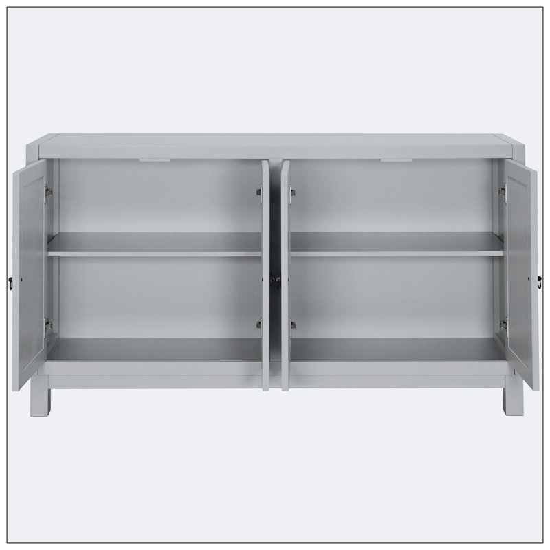 Grand buffet armoire avec poignées à anneau, Gris clair