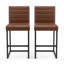 Ensemble de 2 tabourets de bar à hauteur de comptoir Modern avec coussin en polyuréthane et support pour le dos-133231453