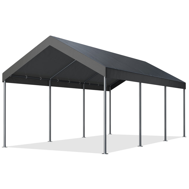 10 pi. L 20 pi. D Garage portatif robuste, Gris