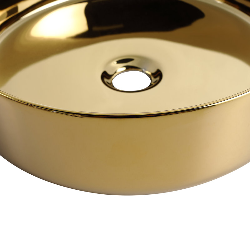 VanityIn 15'' Gold Ceramic Circular Bathroom Sink