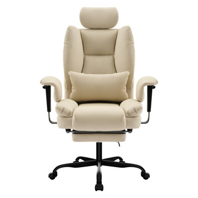 Chaise de bureau beige de haute qualité avec des caractéristiques ergonomiques, un double élastique et un poids de 200 kg, réglable par ordinateur, un coussin lombaire, un ressort à couches pour plus de confort