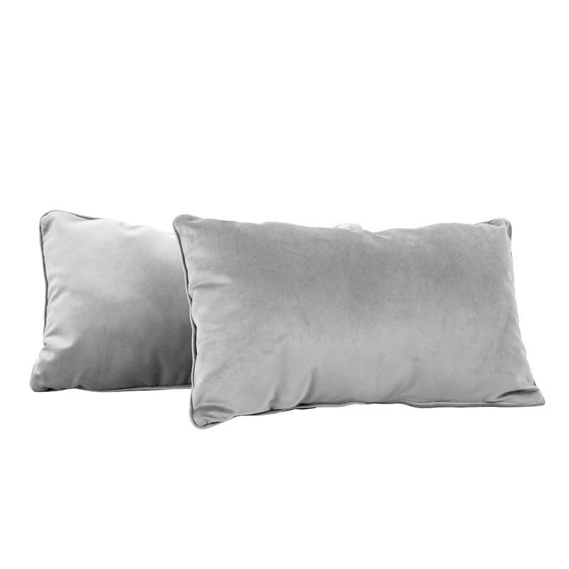 Rectangle Lumbar Microfiber Pillow with Piping, 2-pack, Rectangular 12"H x 20"W, Sterling