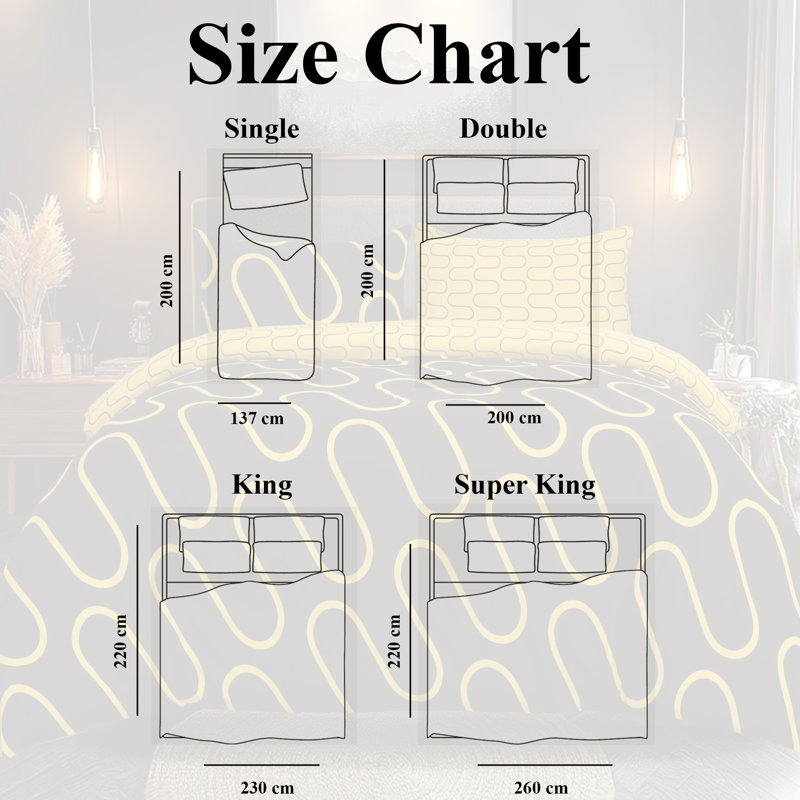 Aspire Homeware Luxury Reversible Geometric Shapes Duvet Cover Set with Pillowcases for Stylish Bedroom Decor