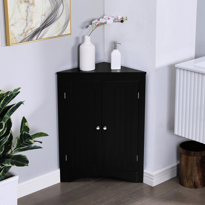 Armoire de rangement facile à assembler pour les coins de salle de bain et de salon, 32,3 po de hauteur, 24 po de profondeur