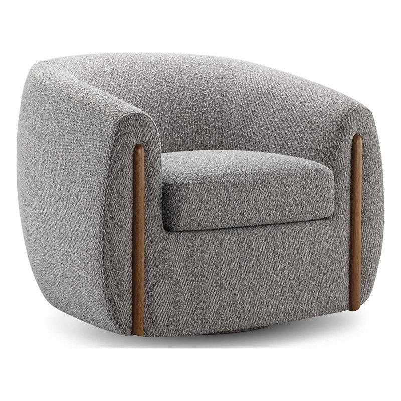 Fauteuil demi-tonneau pivotant l 36,6 po Botzow, Mélange de polyester gris