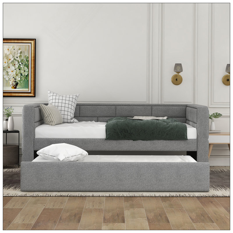 Lit de jour simple avec couchette et lit rembourré avec dossier rembourré