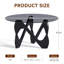 Mid-Century Coffee Table with Solid Wood Legs, Tempered Smoke Glass Top Circular Lounge Table-335063753