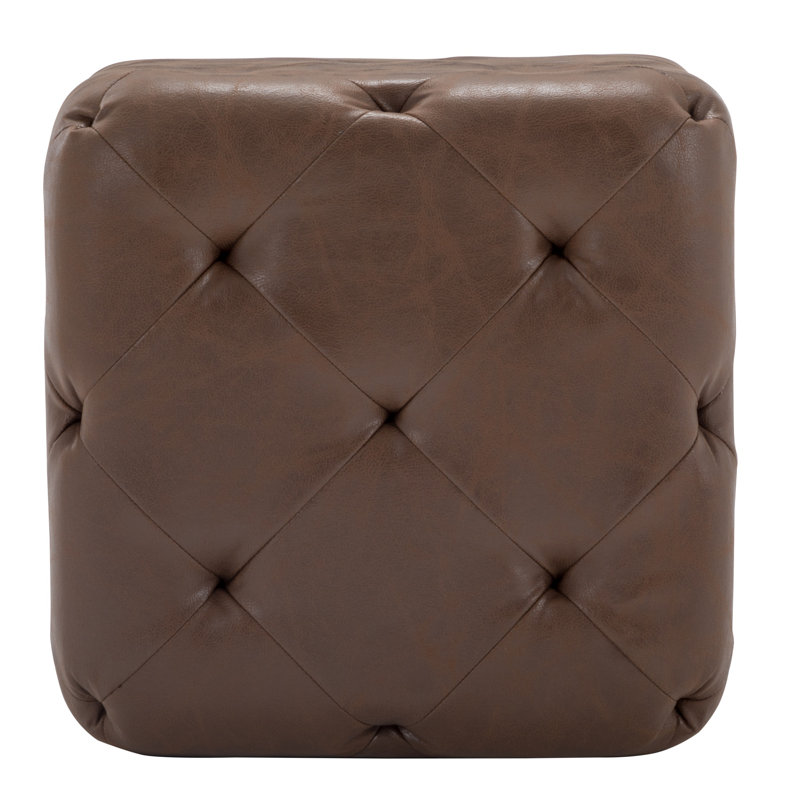 19-Inch Square Tufted Ottoman Footstool, Upholstered Cube Pouf With Button Tufting For Living Room, Bedroom (Multiple Fabrics)