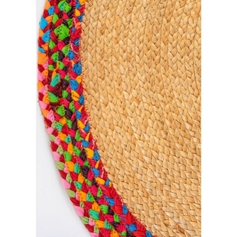 Round Striped Hand Braided 90cm X 90cm Area Rug