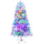 Arbre de Noël argenté 7,4 pi avec 1200 pointes, 400 lumières DEL, 11 modes et un support en métal pour l'intérieur et l'extérieur