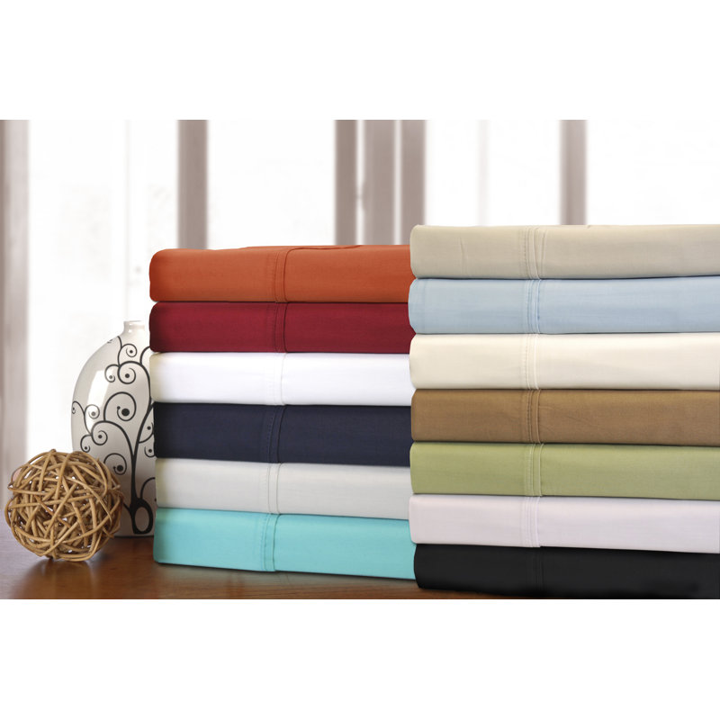 Ensemble de draps en satin de coton peigné de qualité supérieure à densité du tissage de 300 fils, Bleu sarcelle, Double