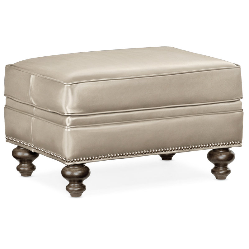 West Ottoman, Nickel, Cobblestone, Anilina Cacao Genuine Leather