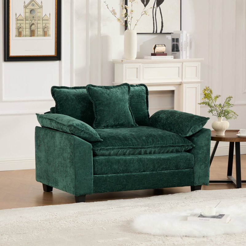 Chaise d'appoint modulaire avec tissu chenille et coussins ergonomiques, Vert
