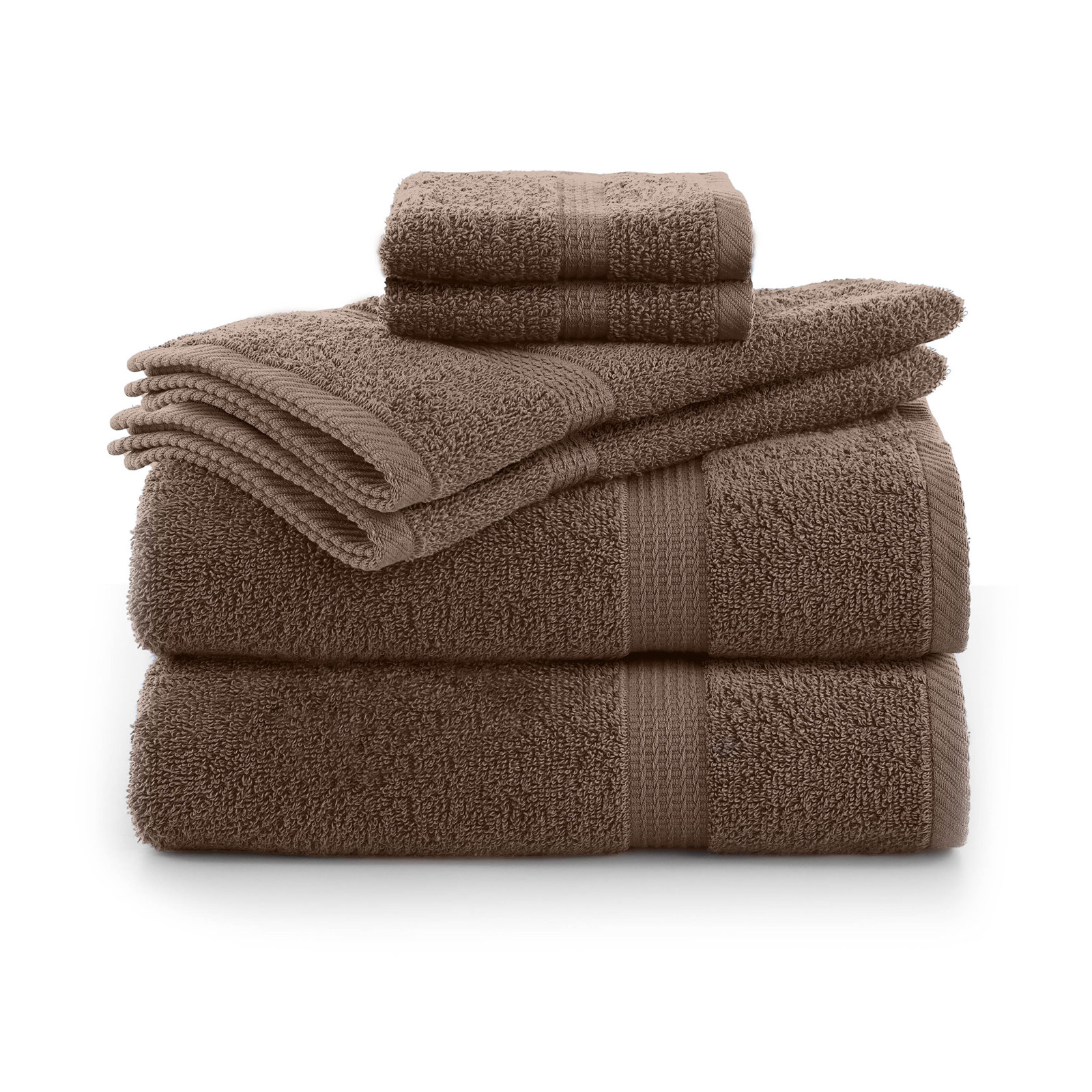 Essentials 6-Piece Bath Towel Set, Demitasse