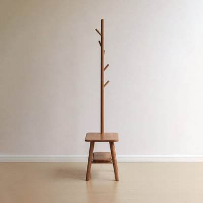 Tabouret à chaussures en bois massif naturel avec support en tissu