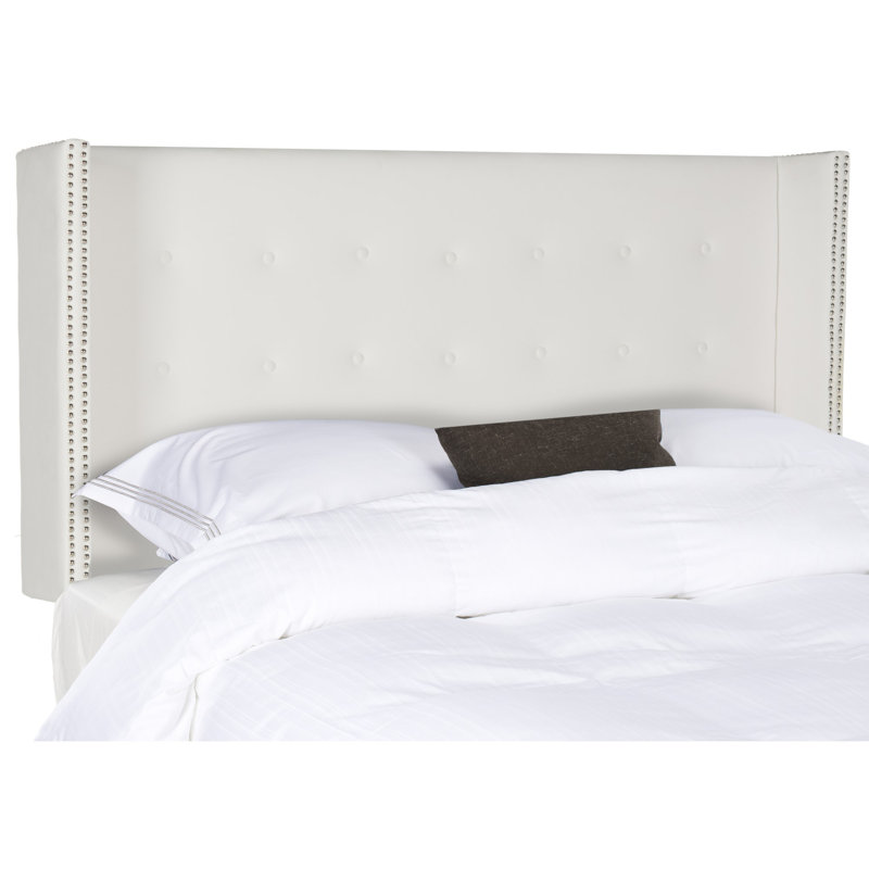 Burch Upholstered Headboard, Velvet White, Full