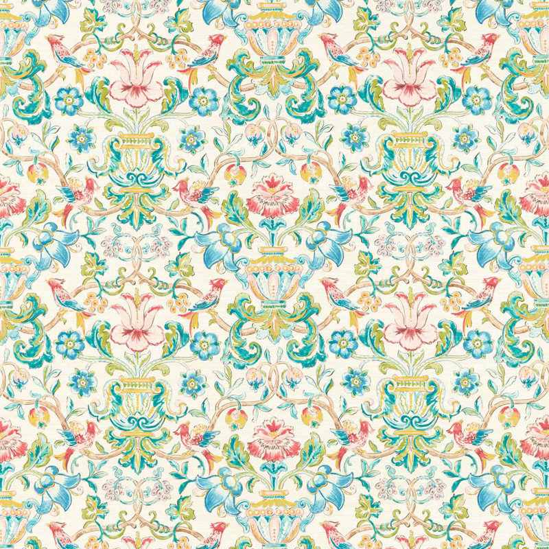 Pompadour Wallpaper, Beige/Blue/Green/Pink