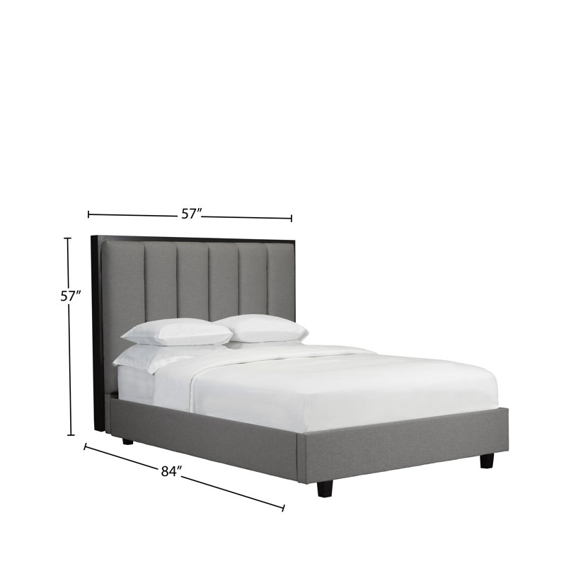 Lit plateforme avec rangement rembourré Halstead, Double, Anthracite