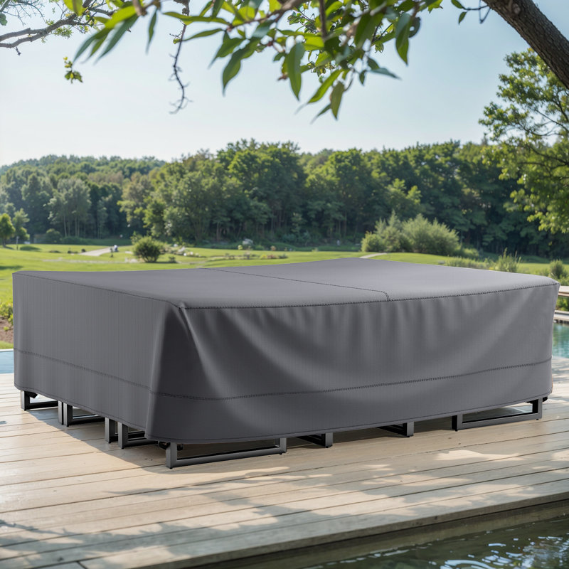 Carolina All-Weather Water Resistant Patio Sofa Cover With Breathable Fabric, 4 Adjustable Elastic Hem, 2 Click-Close Straps & Padded Handles – Windproof, UV Protected