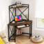 Space-Saving Corner Computer Desk With With Hutch And Keyboard Tray