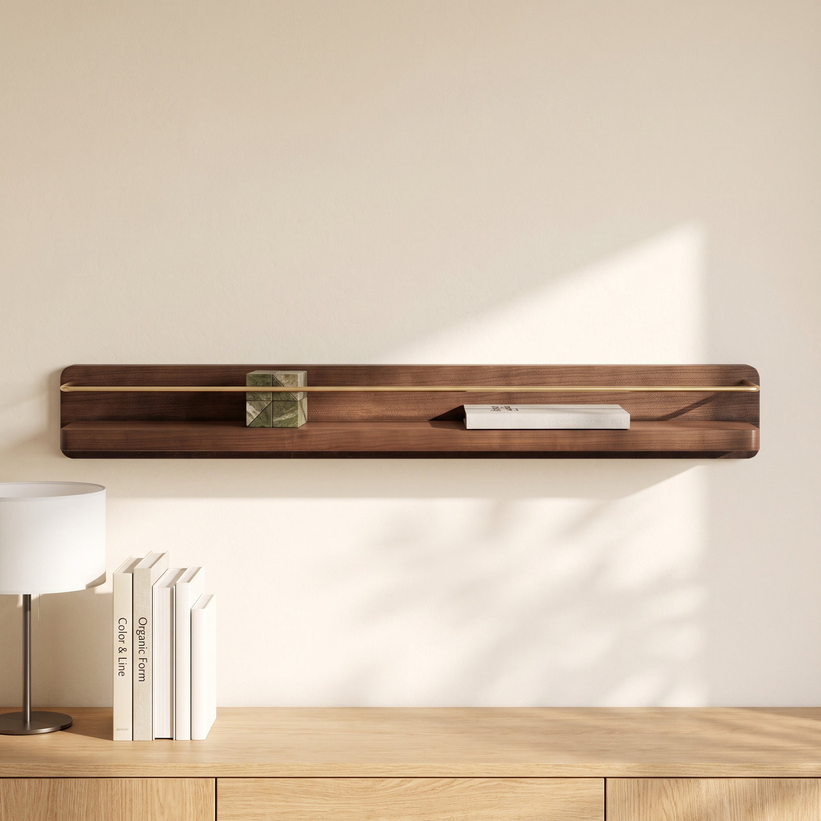 Dandre Floating Shelf, 3.2" H x 24" W x 5.6" D, Walnut