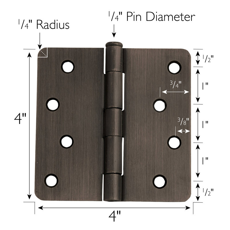 4" H x 4" W Butt Bearing Door Hinges, Oil Rubbed Bronze