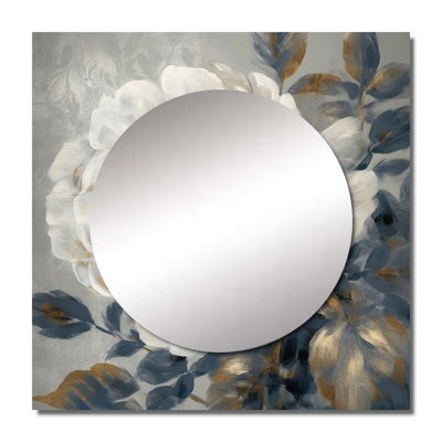 Minko - Floral Peony Square Mirror For Wall Art Decor