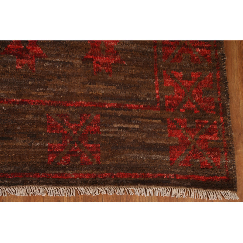 Tapis marocain en laine brun foncé fait à la main 8 x 10