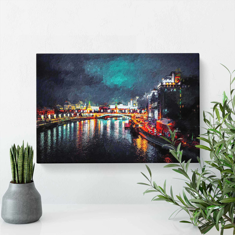 Moscow At Night - Wrapped Canvas Painting, 35cm H x 50cm W x 3cm D