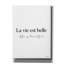 Toile épique Graffiti «Life Is Beautiful In French» par Seven Trees Design, 40 po x 54 po