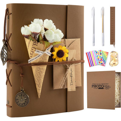 Scrapbook Photo Album 100 Pages, 60 Page Self Adhesive+40 Page Kraft Paper DIY Photo Book