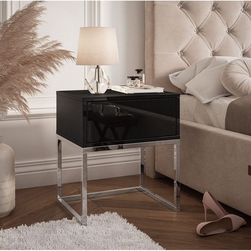 Carlos 45cm W Bedside Table, Black