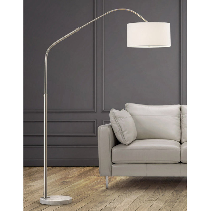 Germantown 81'' Arched Floor Lamp, Brushed Nickel/White