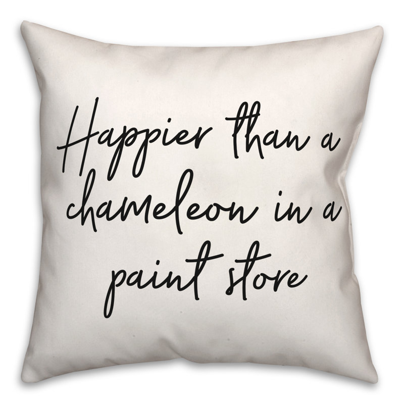 Coussin décoratif noir et blanc "Happier Than a Chameleon"