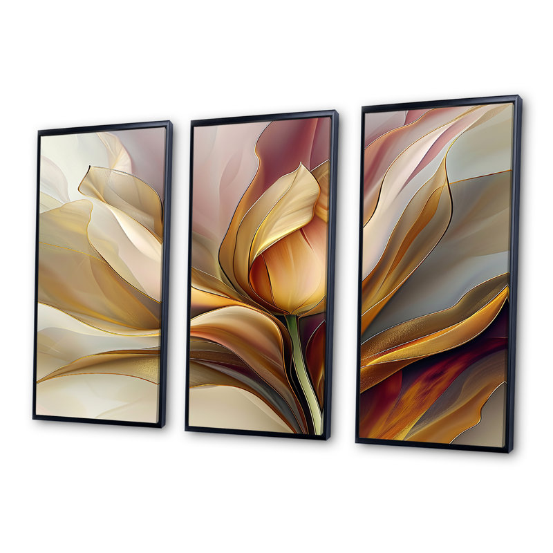 Colfontaine - Ensemble d'art mural tulipe, Cadre flottant noir, H 40 po x l 60 po x P 1 po
