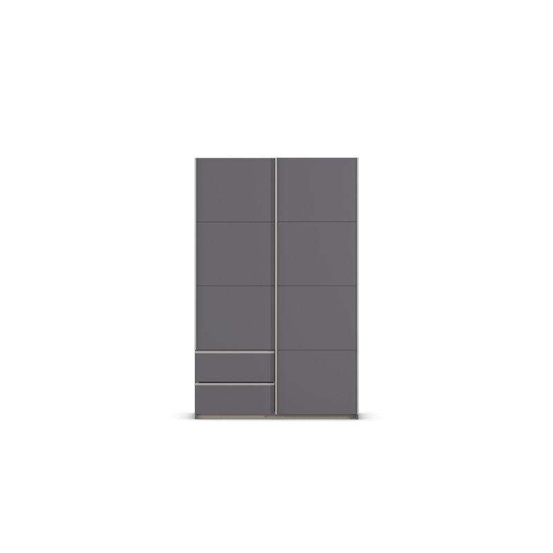 Sevilla sliding door wardrobe, 210cm H x 131cm W x 59cm D, Gray Netallic/Aluminum Colored