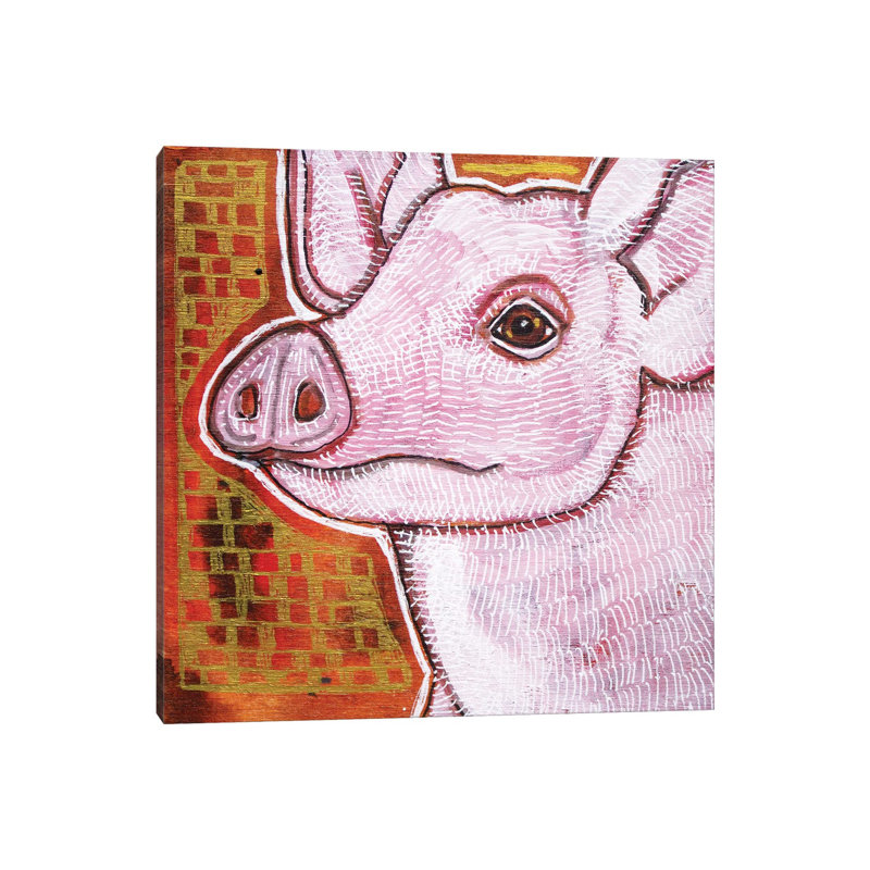 Pink Pig by Lynnette Shelley - Painting on Canvas, Wrapped Canvas, 30.48 cm H x 30.48 cm W